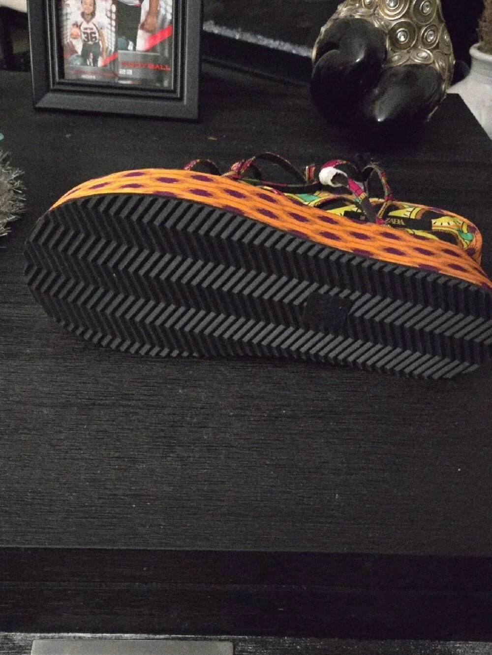 Zara Yellow Orange Green Patterned Platform Sandals